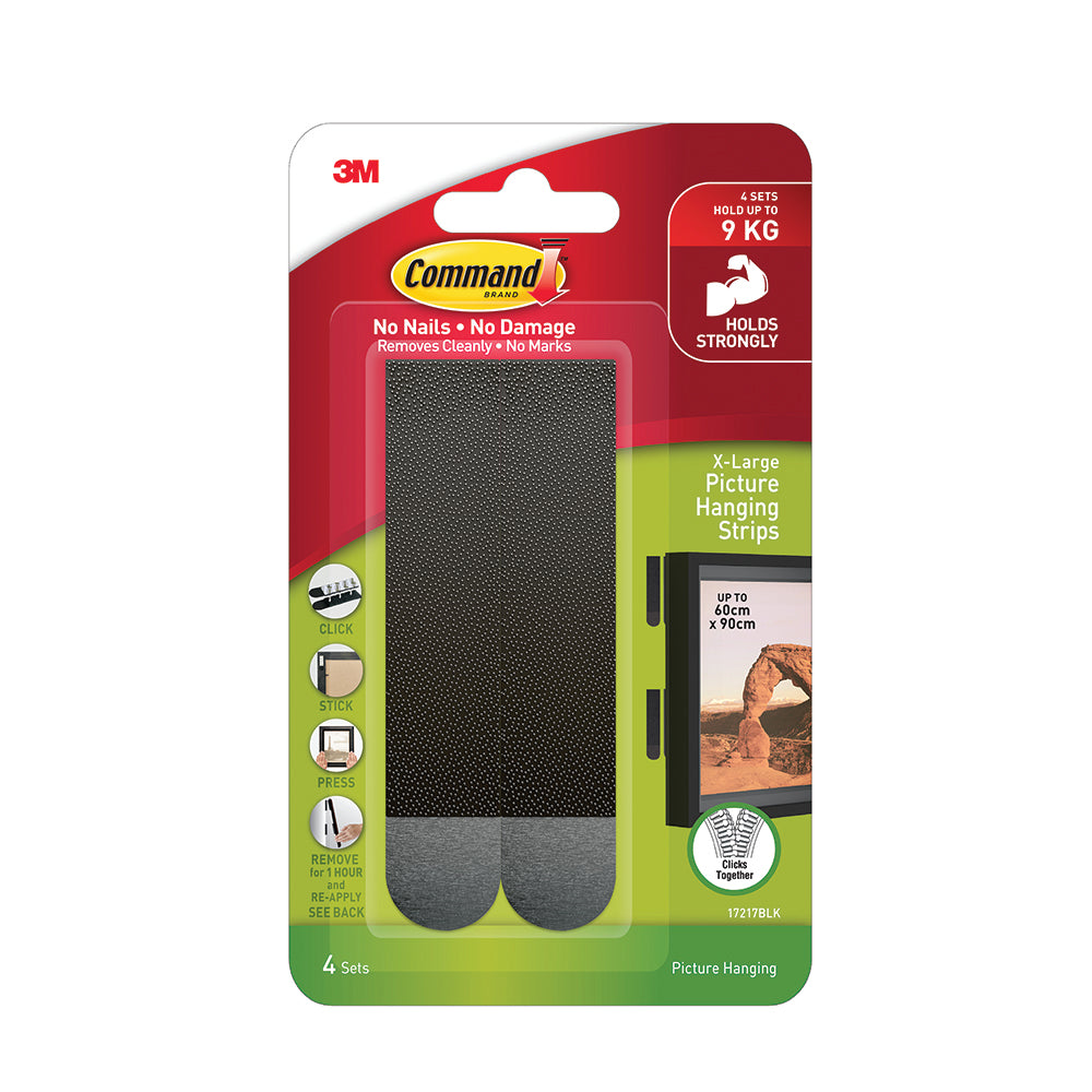 3M CMD XL PICTURE HANGING STRIPS BLACK 172