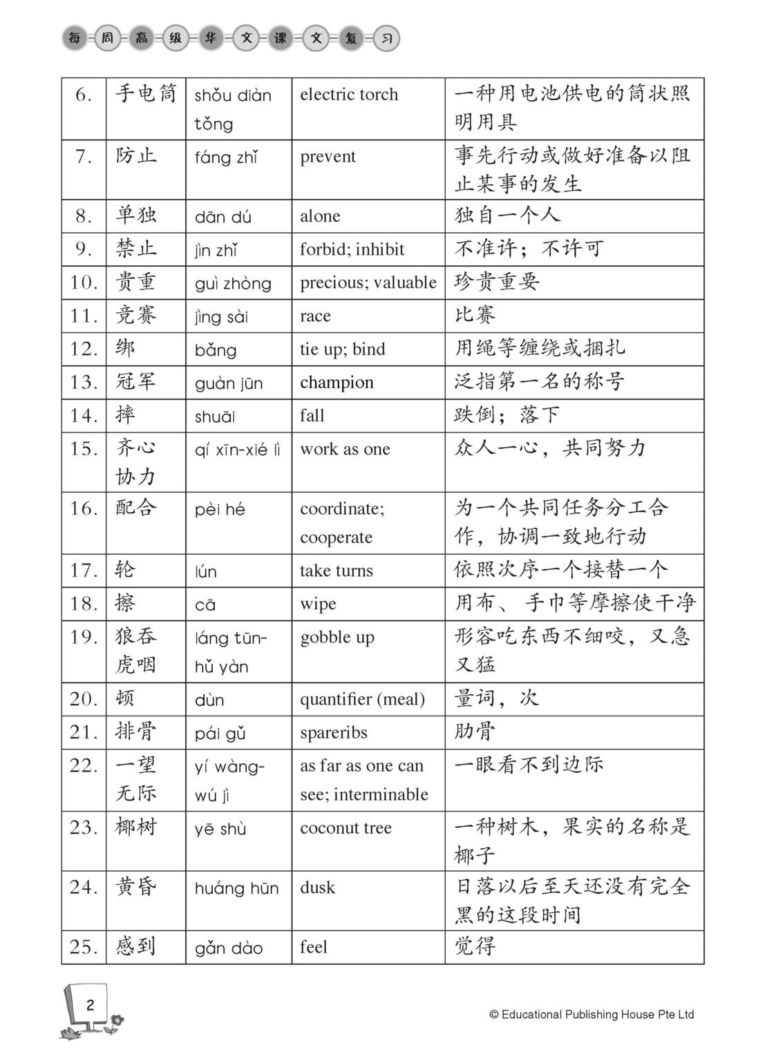 Primary 5A Higher Chinese Weekly Revision 每周高级华文课文复习
