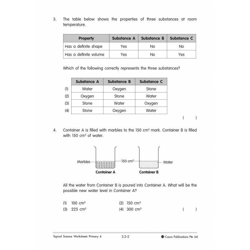 Topical Science Worksheets Primary 4