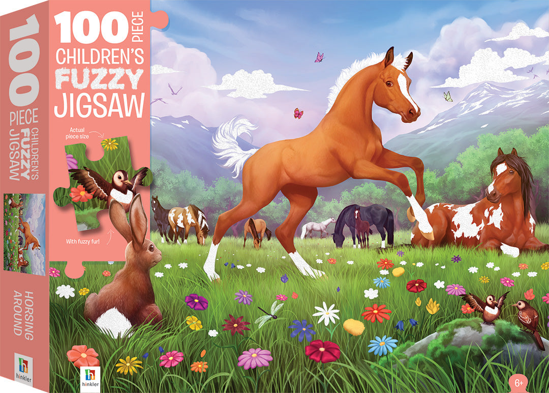 HINKLER 100 PIECE CHILDRENS FUZZY JIGSAW HORSING AROUND