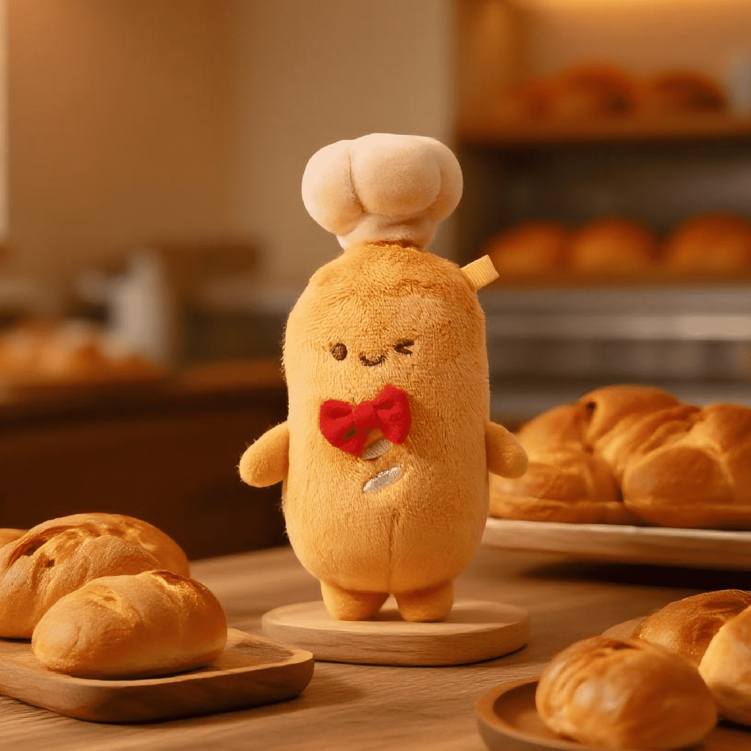 Pinching Plush 0.5mm Gel Pen Bag Charm - Bread