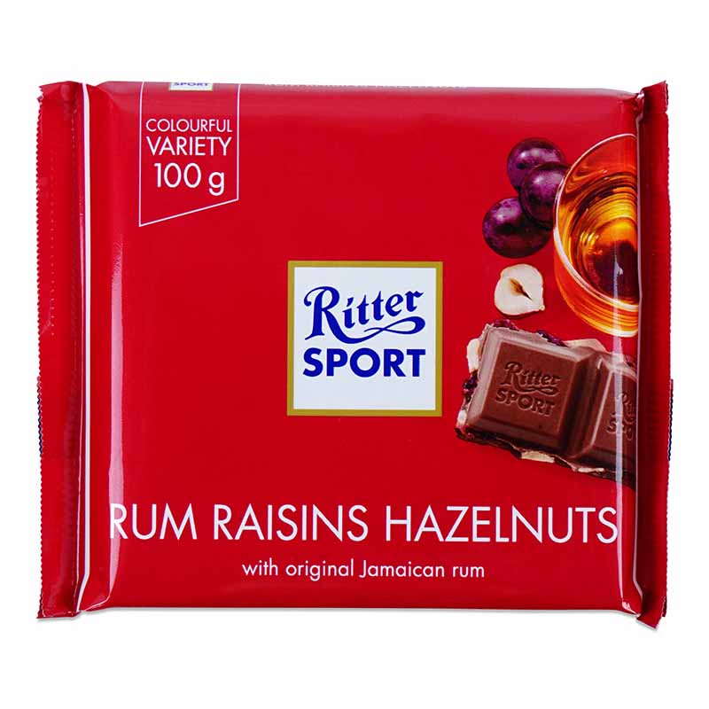 Ritter Sport Rum Raisins Hazelnuts 100g