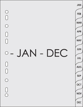 Pp Index Divider (jan-dec) Grey Tabs