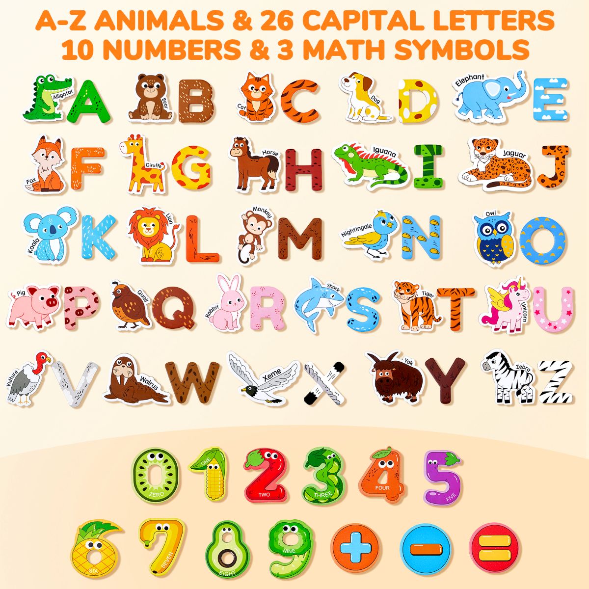 JOYCAT WOODEN ANIMAL NUMBER ALPHABET MAGNET