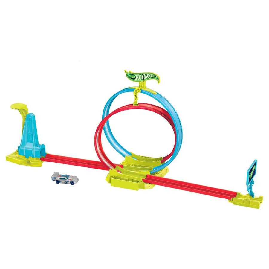 MATTEL HOT WHEELS NEON SPEEDERS LASER STUNT SLAMWAY PLAYSET
