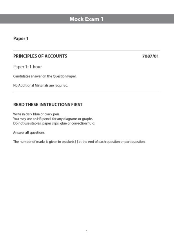 Practice Makes Perfect O-Level Principles of Accounts (Mock Examination Papers)