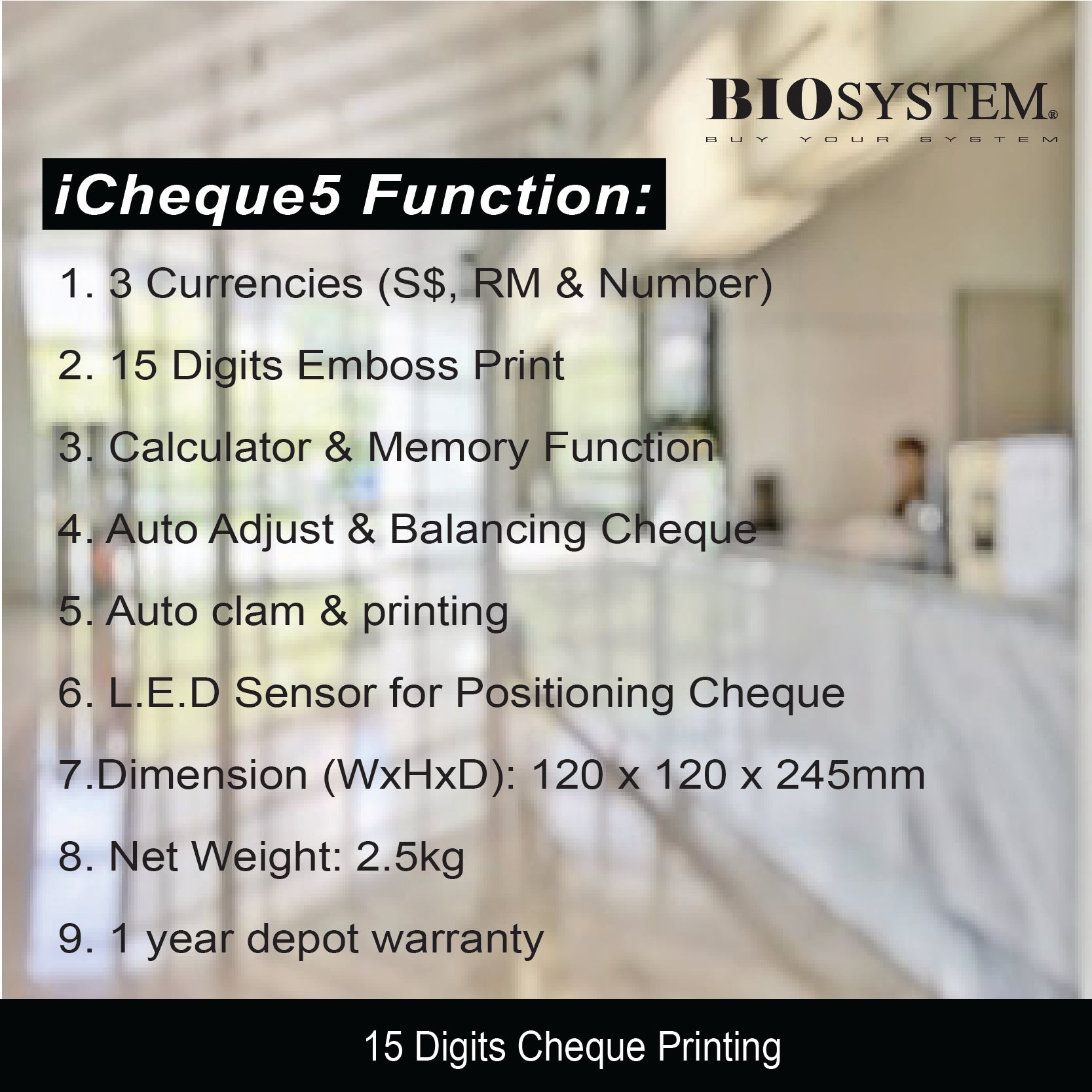 Biosystem Cheque Writer Icheque 5