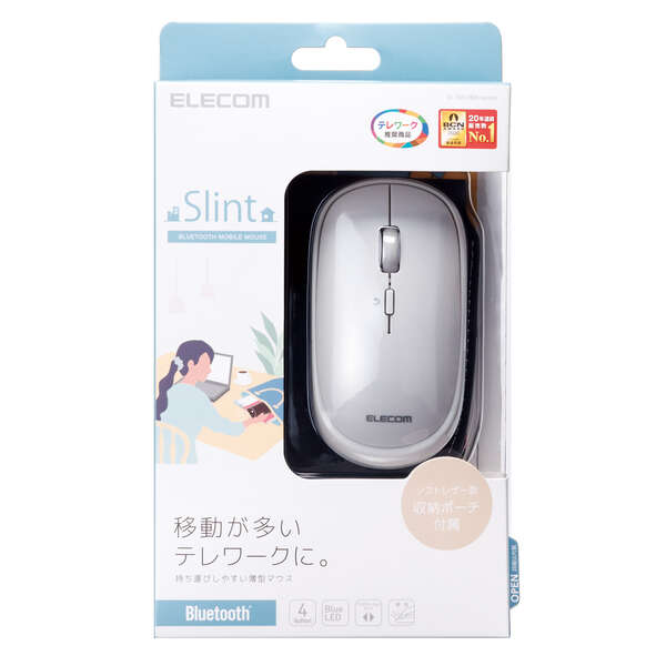 Elecom Slint Bluetooth 4.2 Mouse with Pouch Grey