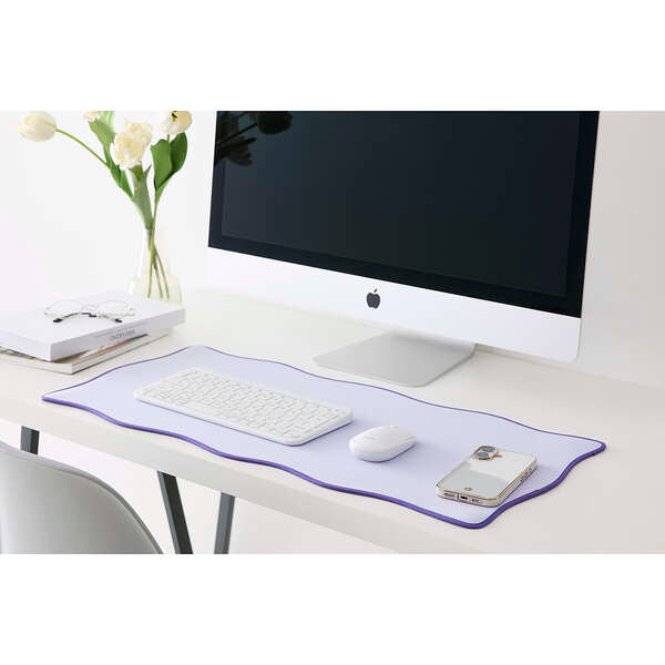 Wave × Bicolor Desk Mat "UKIU" Purple