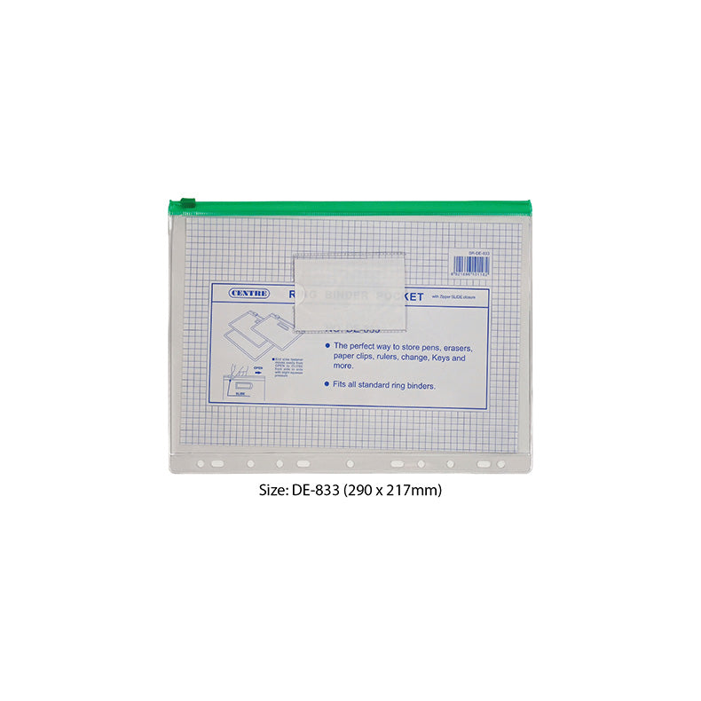 Centre Pvc Ring Binder Pocket A4