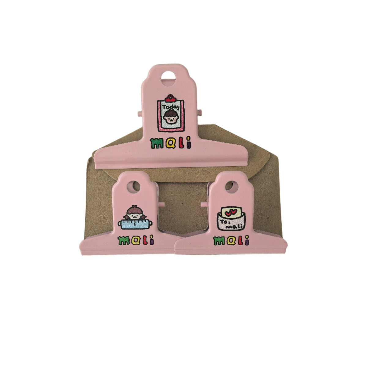 Metal Paper Clip 3'S Set - Pink
