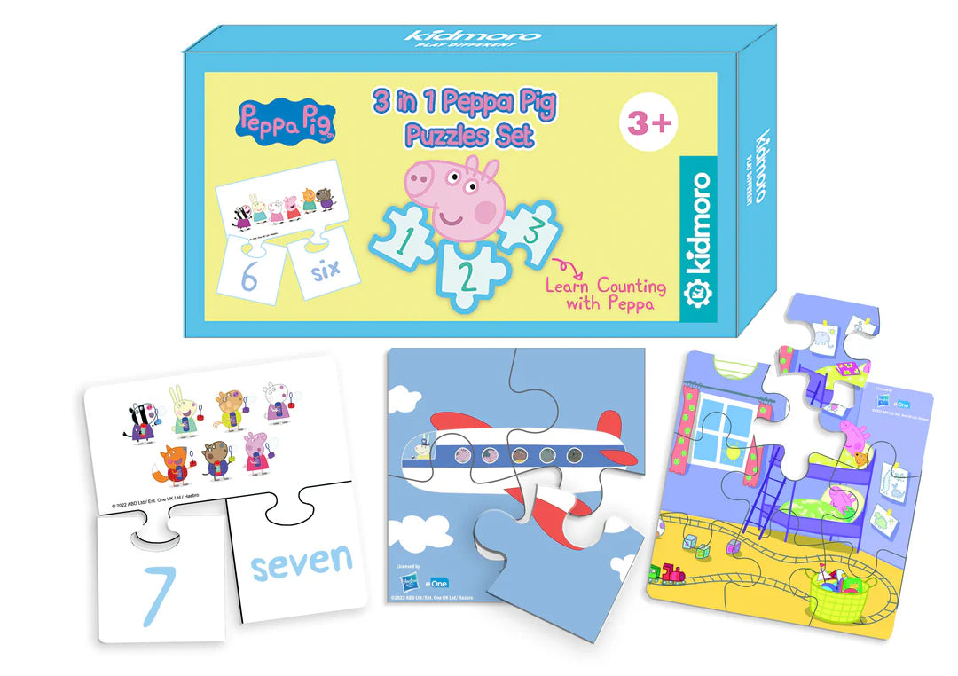 KIDMORO 3 IN 1 PEPPA PIG  PUZZLES SET