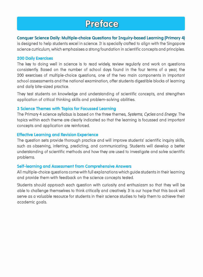 Conquer Science Daily Multiple-choice Questions for Inquiry-based Learning Primary 4