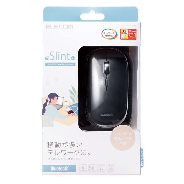 Elecom Slint Bluetooth 4.2 Mouse with Pouch Black