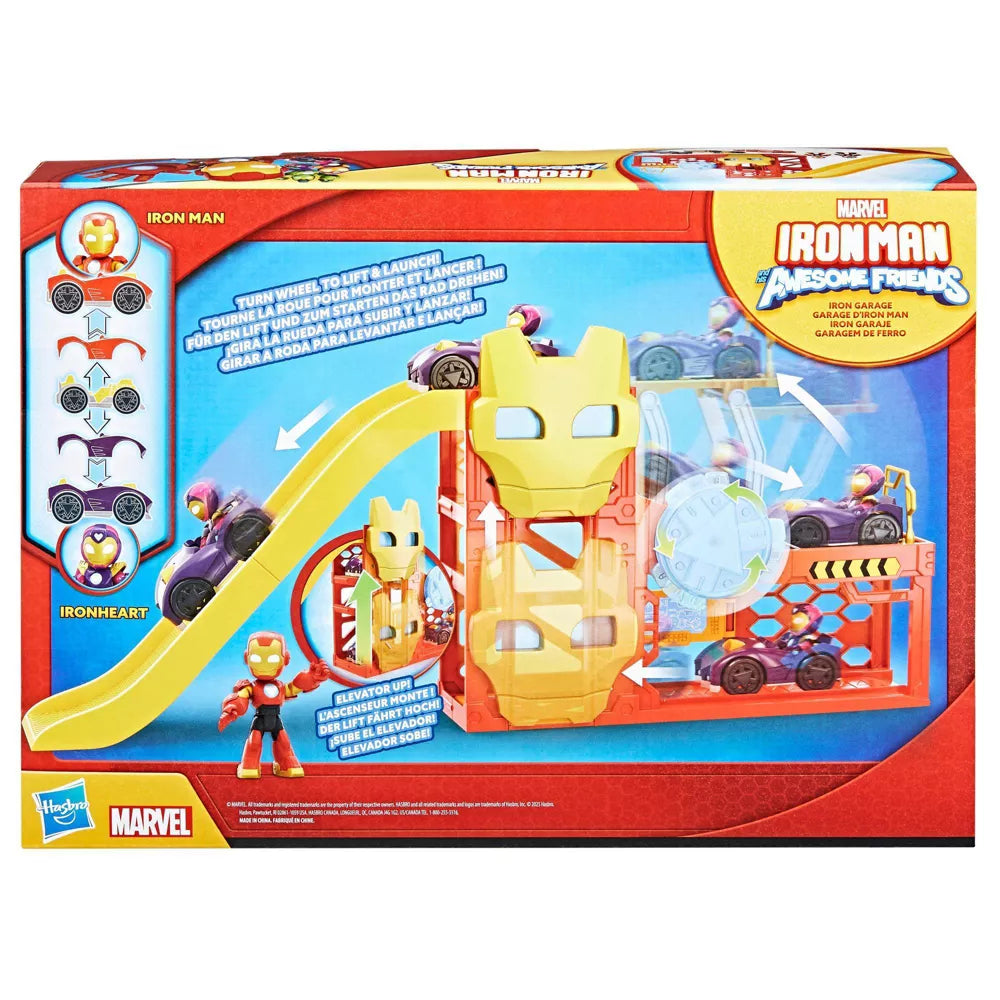 HASBRO MARVEL IRON MAN AND HIS AWESOME FRIENDS IRON GARAGE PLAYSET