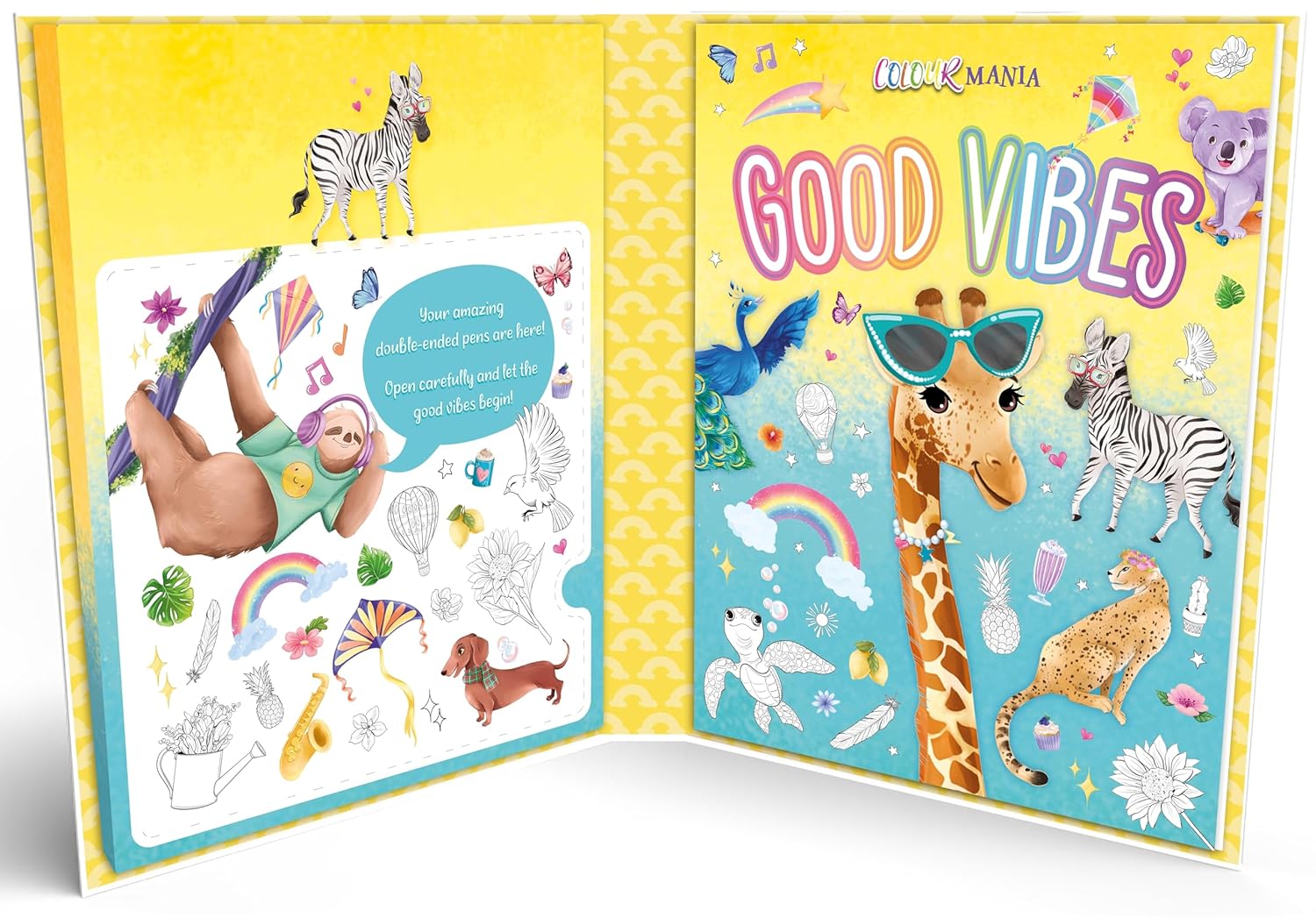 Good Vibes (Colouring Kit With Brush Tip Pens and Fine-Liner Ends) Paperback