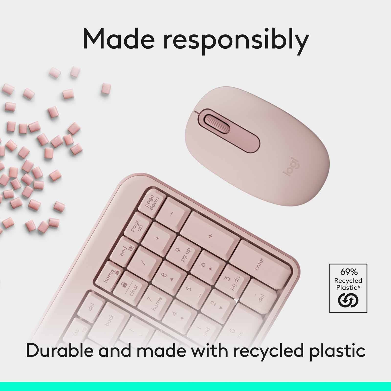Logitech MK250 Bluetooth® Compact Keyboard Mouse - Rose