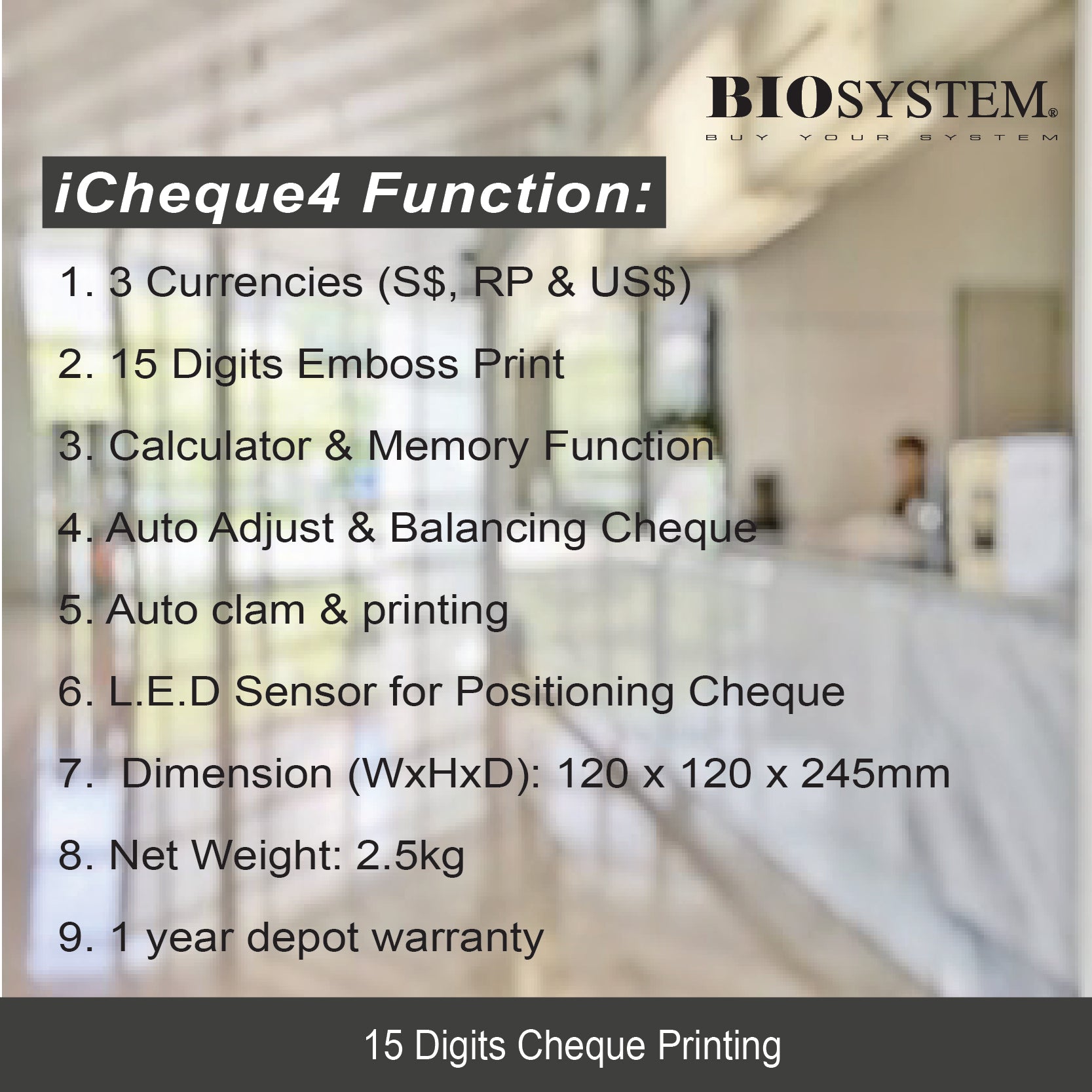 Biosystem Cheque Writer Icheque 4