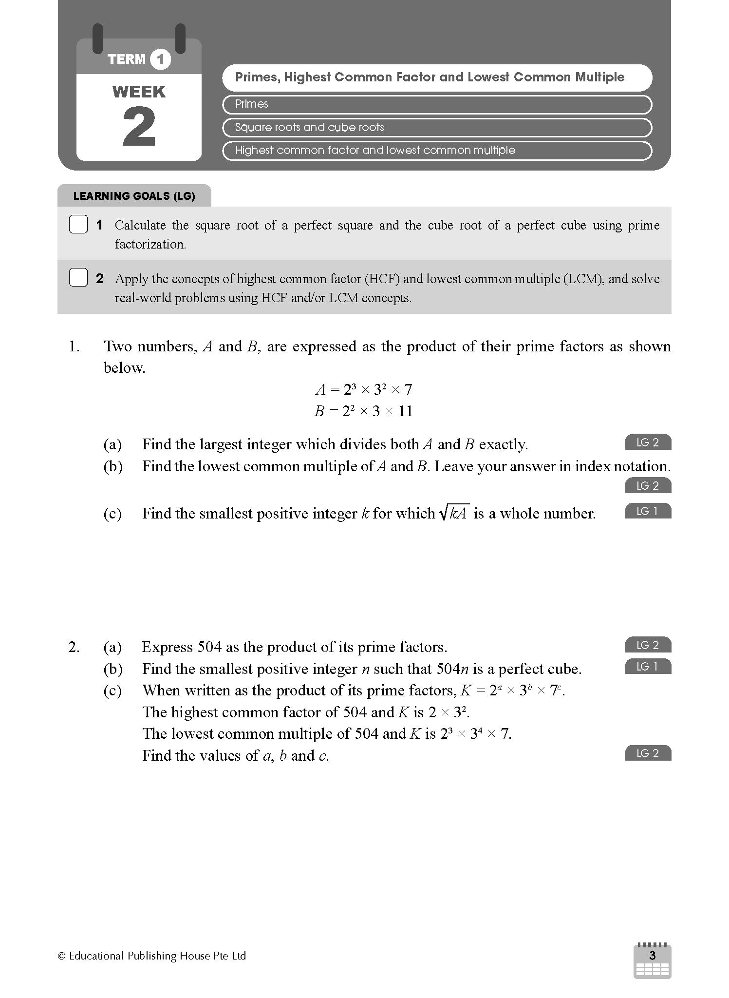 S1/G3 Maths Weekly Revision 