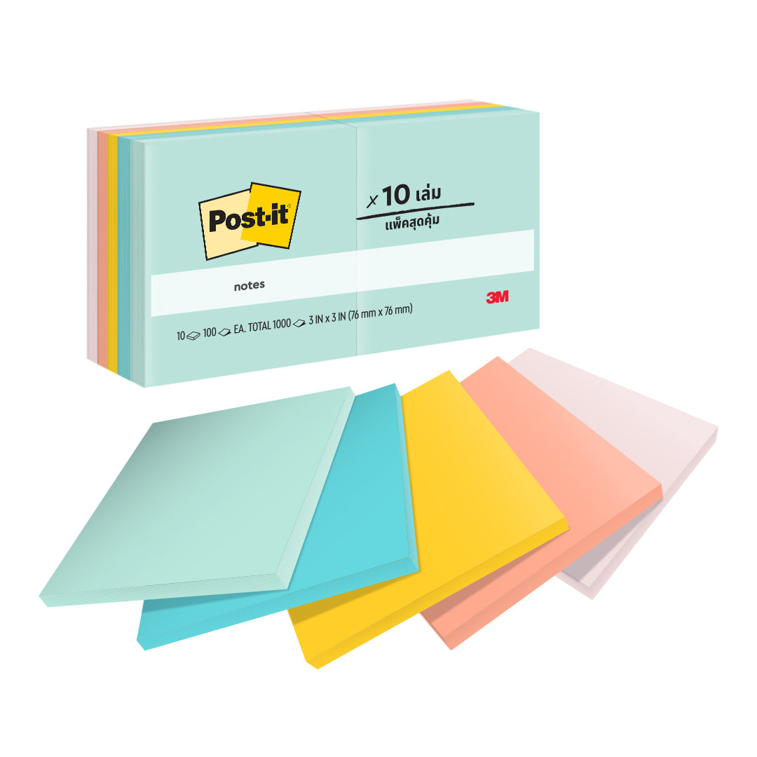 Post-it® 654-10AP Beachside Café Notes, Marseille Collection 10Pads/Pack, 3x3"