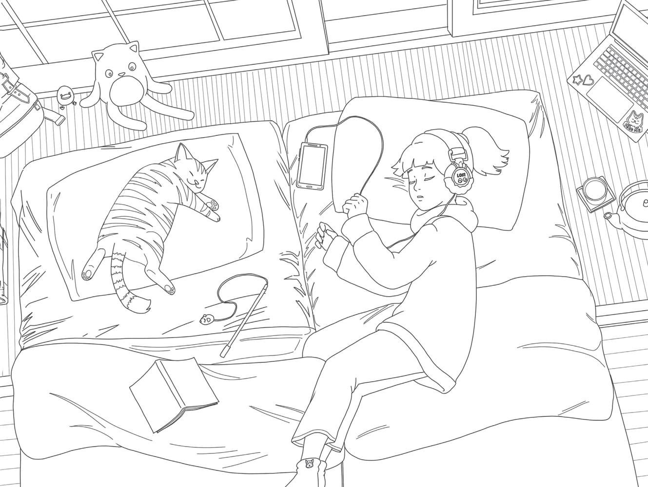 Lofi Girl Colors to Chill To: A Cozy Coloring Escape Paired with Curated Playlists (Lofi Girl Creative Escapes) Paperback