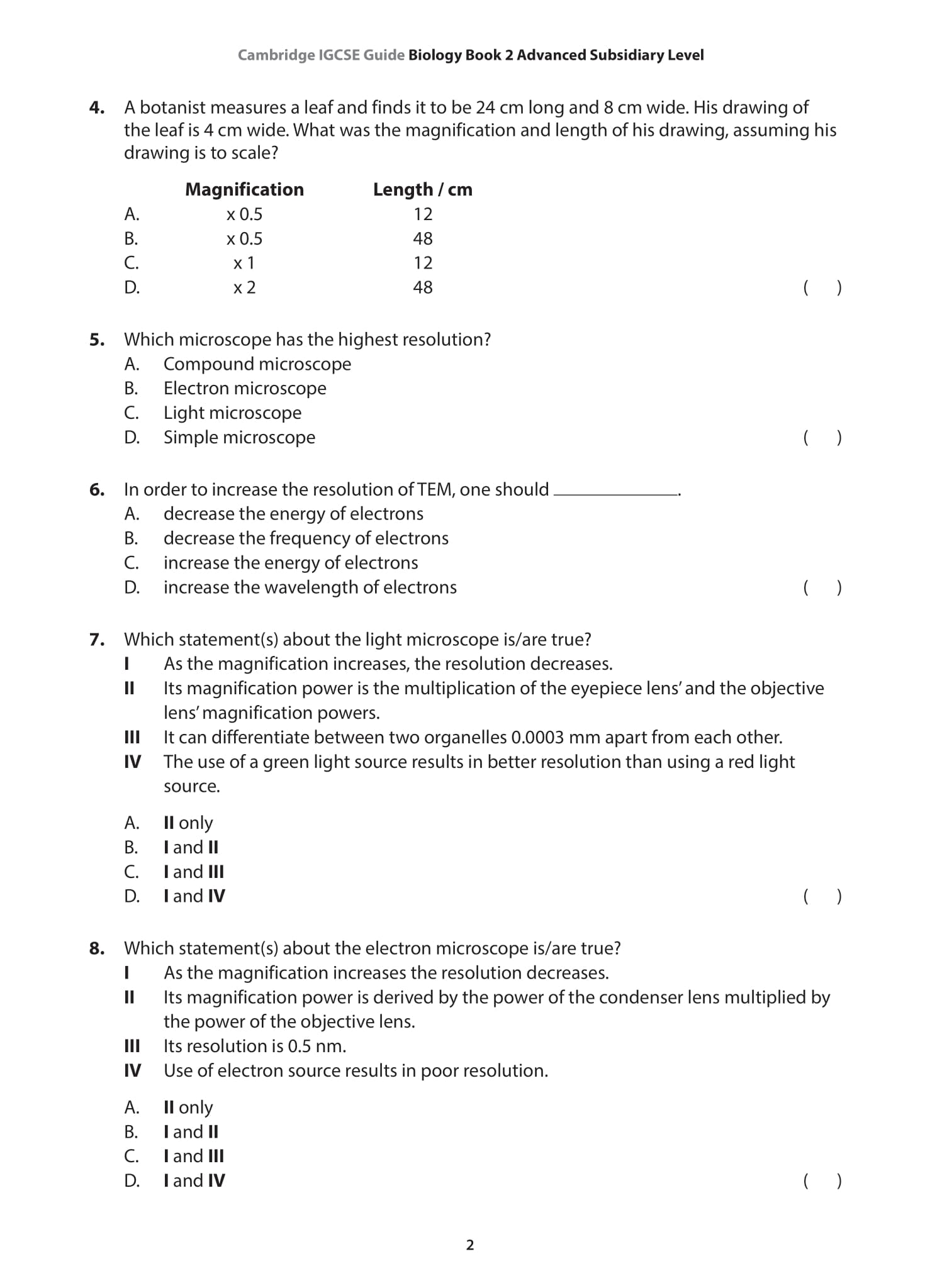 IGCSE Guide Biology Book 2 – Advanced Subsidiary Level