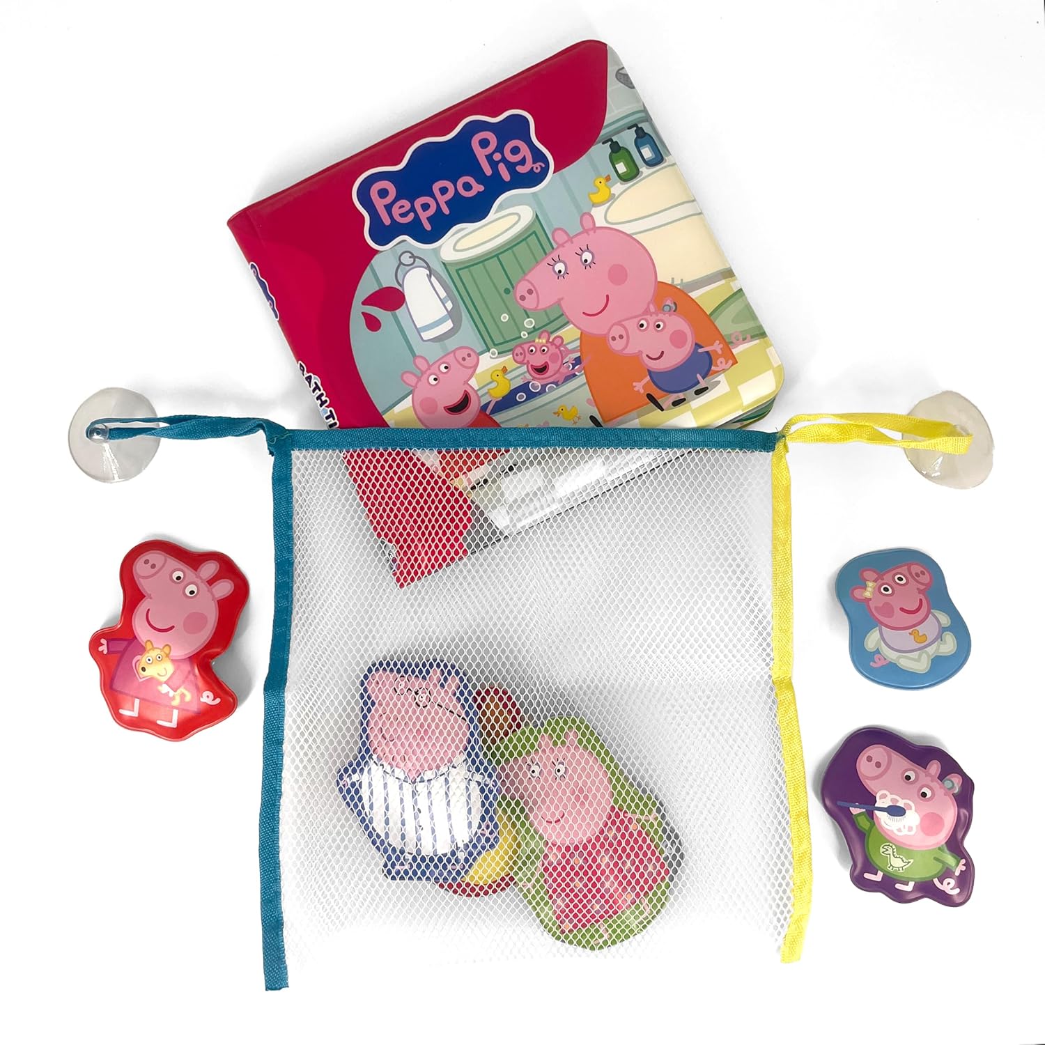 Peppa Pig Bath Time Books - Activity Books For Kids (6 Padded Suction Cups, 1 Mesh Bag) Bath Book – Picture Book