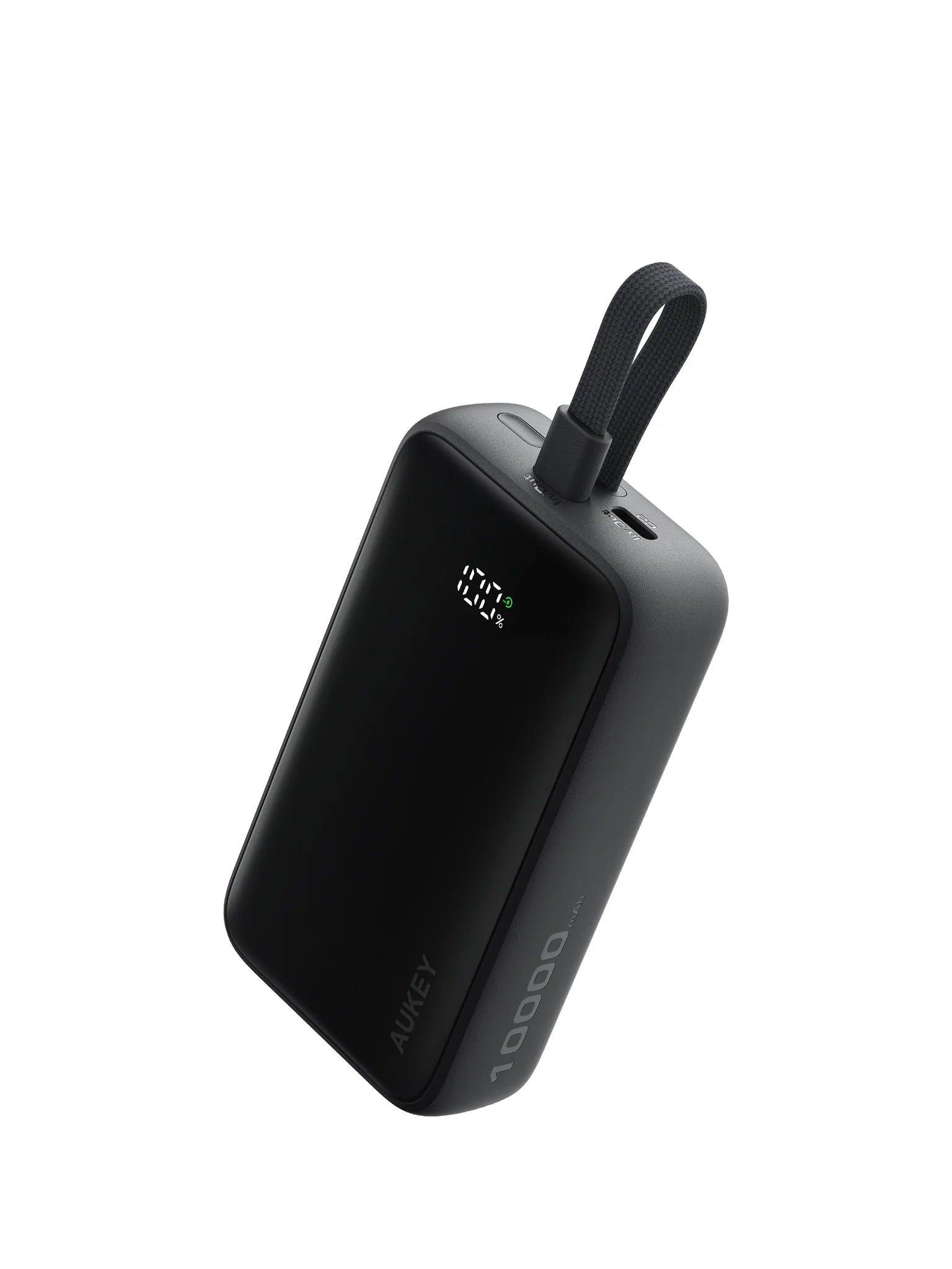 Aukey PB-Y61 Spark Sling 30W 10000mAh Mini Portable Fast Charging Power Bank w Built-in Type C Cable - Dark Grey
