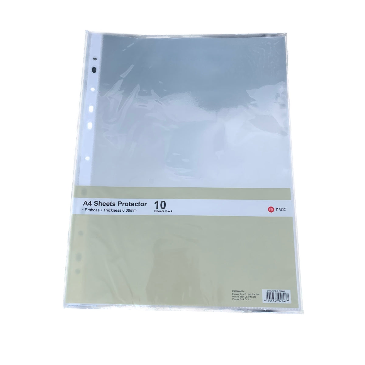POP BAZIC Sheet Protector A4 Emboss 0.08mm - 10 Sheets