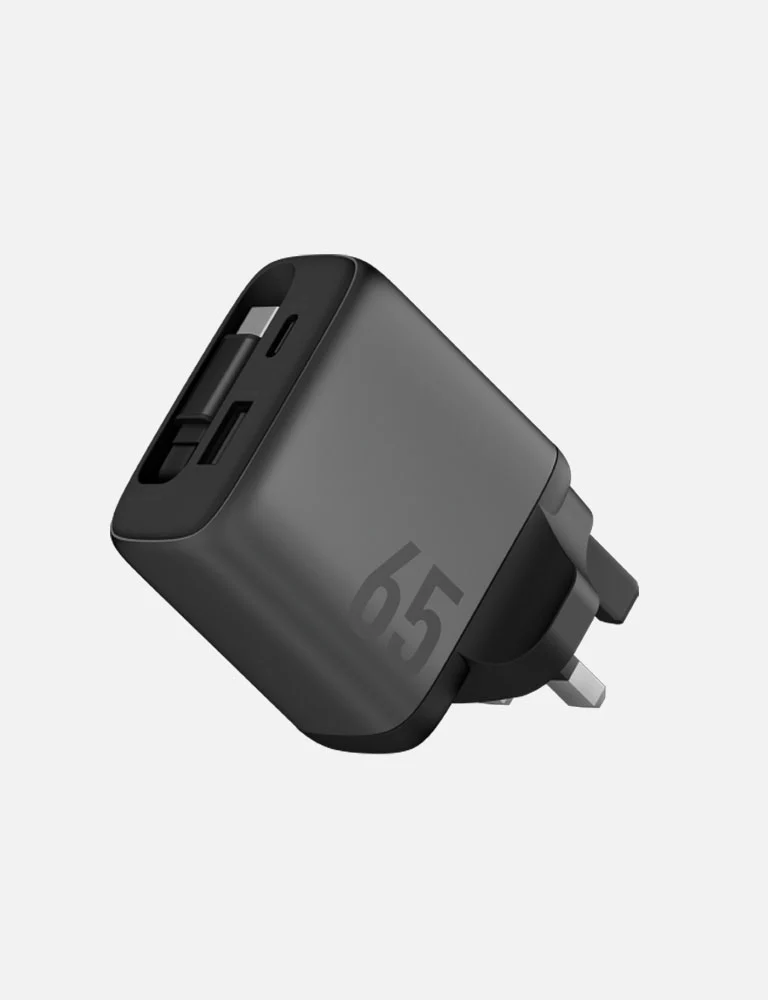 Energea AmpCharge Arc 65 1C1A GaN Wall Charger with Retractable Cable