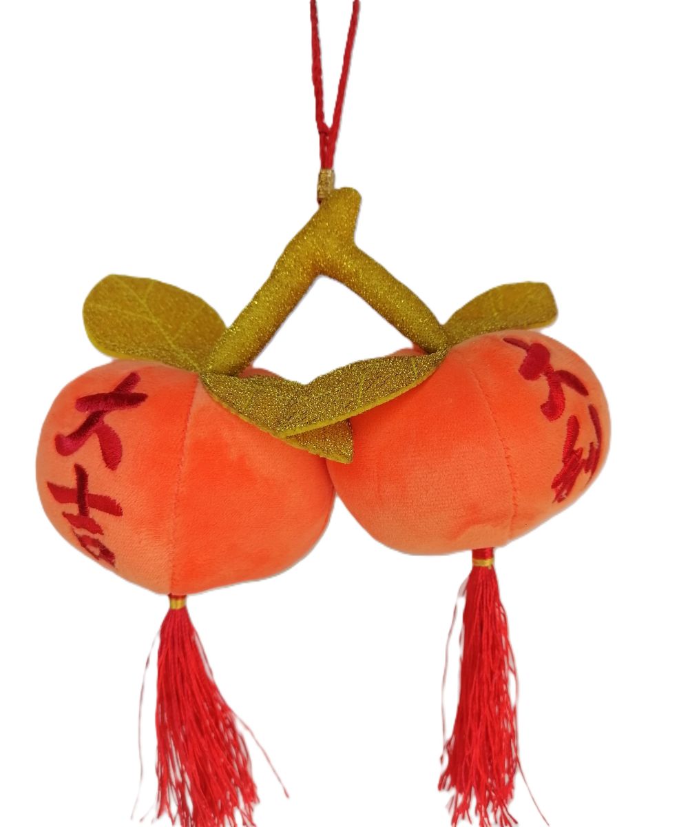  CNY 2PC ORANGE PLUSH HANG DECO 8CM