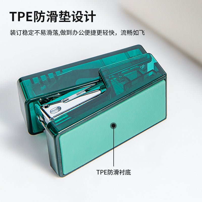 DELI NUSIGN MINI STAPLER TRANSPARENT GREEN NS083F