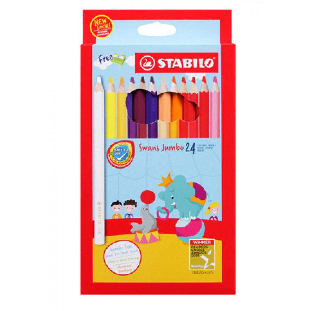 STABILO SWANS JUMBO COLOURED PENCILS - 24 COLOURS