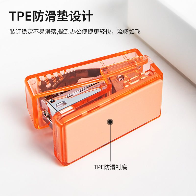 DELI NUSIGN MINI STAPLER TRANSPARENT ORANGE NS083F
