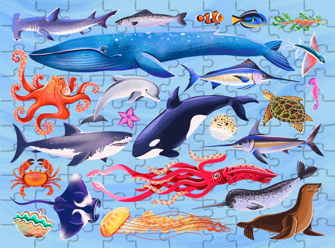 HINKLER JR JIGSAW EXPLORE 24 SEA CREATURES
