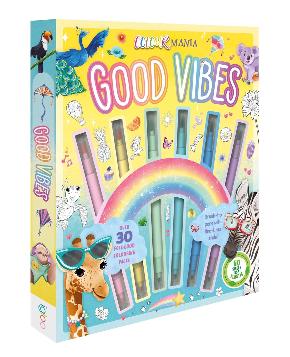 Good Vibes (Colouring Kit With Brush Tip Pens and Fine-Liner Ends) Paperback