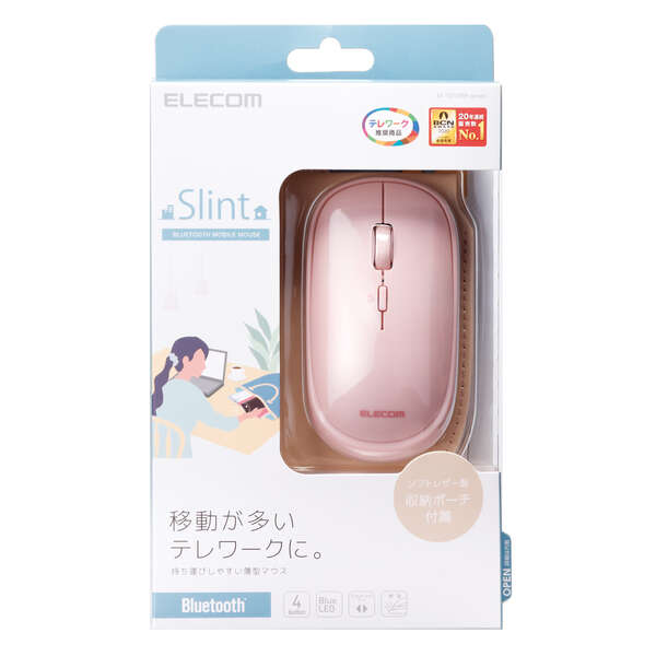 Elecom Slint Bluetooth 4.2 Mouse with Pouch Pink