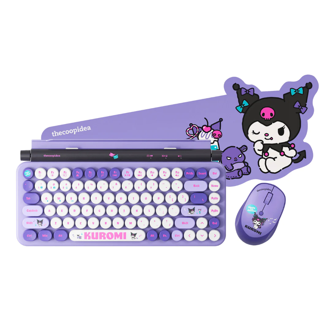 Thecoopidea Sanrio Retro Tappy Wireless Keyboard & Mouse Set (Kuromi)