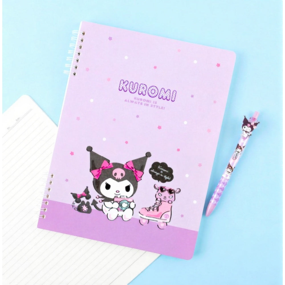 Sanrio Kuromi B5 2-tier Spiral Notebook, Purple