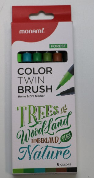 Monami Colour Twin Brush 6C Forest Pack
