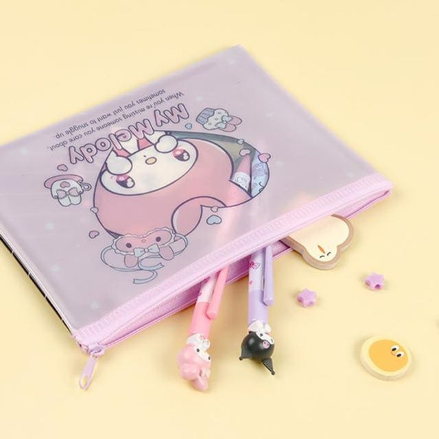 SANRIO NEW RETRO FLAT ZIPPER POUCH - MY MELODY & KUROMI