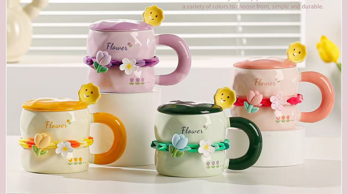  CERAMIC MUG FLWR W LID 88142A