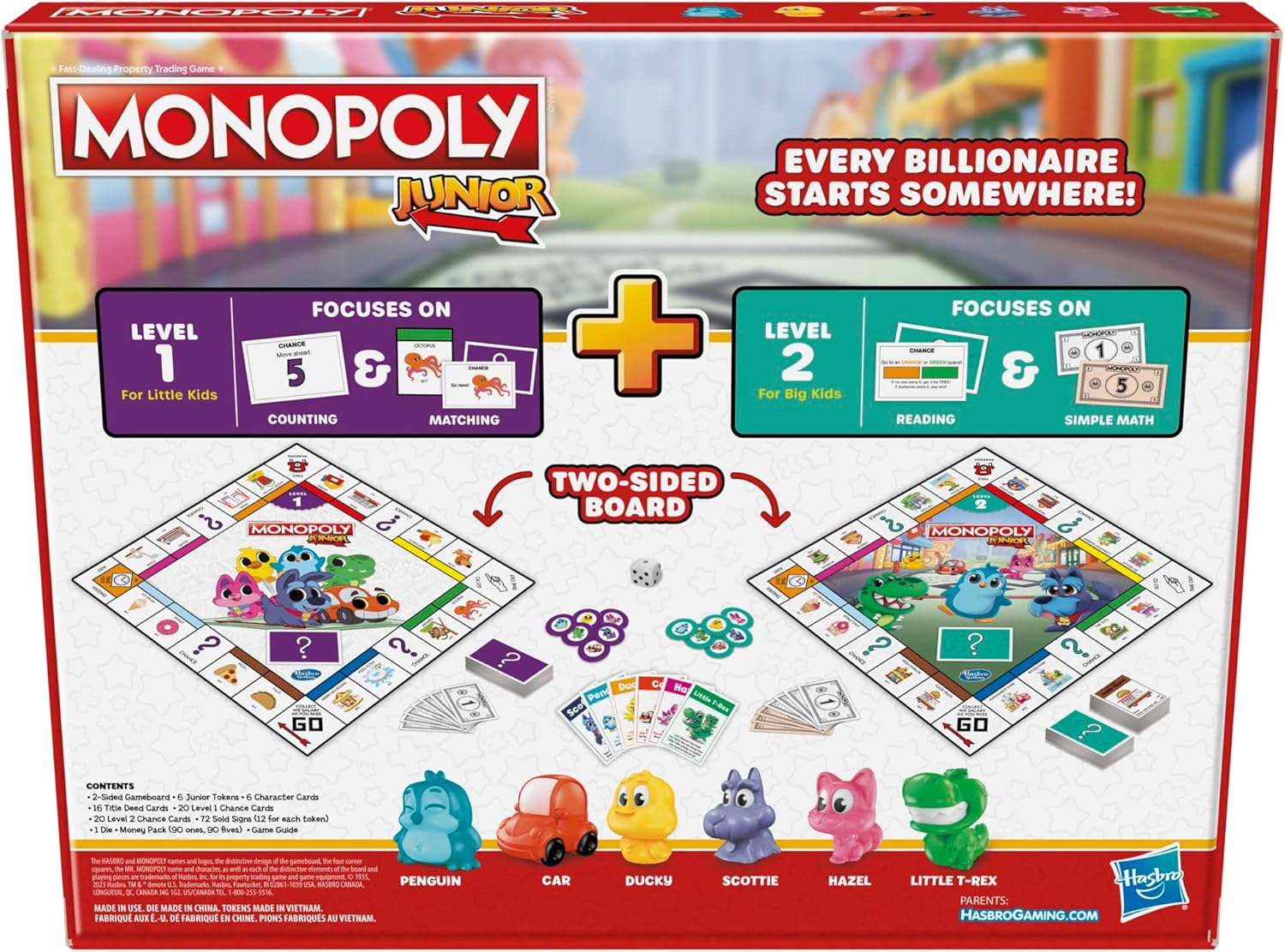HASBRO GAMING MONOPOLY JUNIOR BOARD GAME 2 GAMES IN 1
