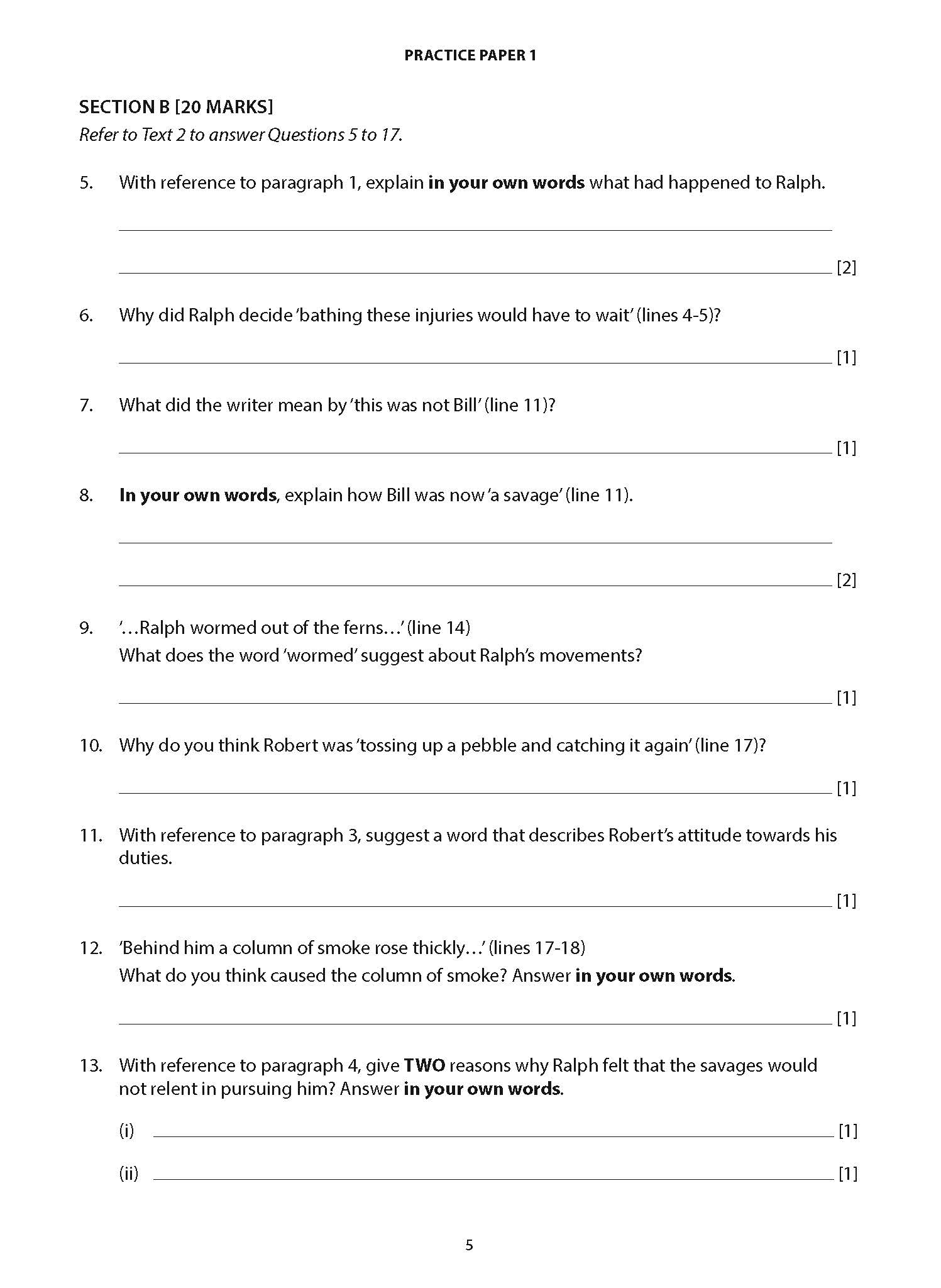 Secondary 4 English Comprehension Practice Papers