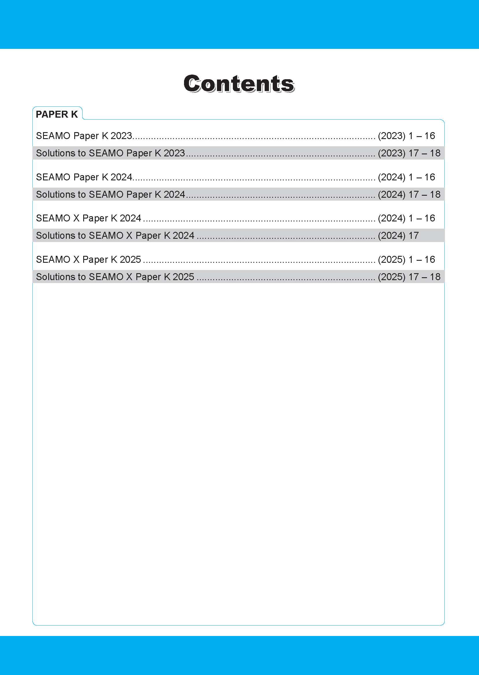 MATH OLYMPIAD INTERNATIONAL COMPETITION PREPARATION PAPER K (SEAMO 2023-2025 + SEAMO X 2024-2026) KINDERGARTEN 1&2