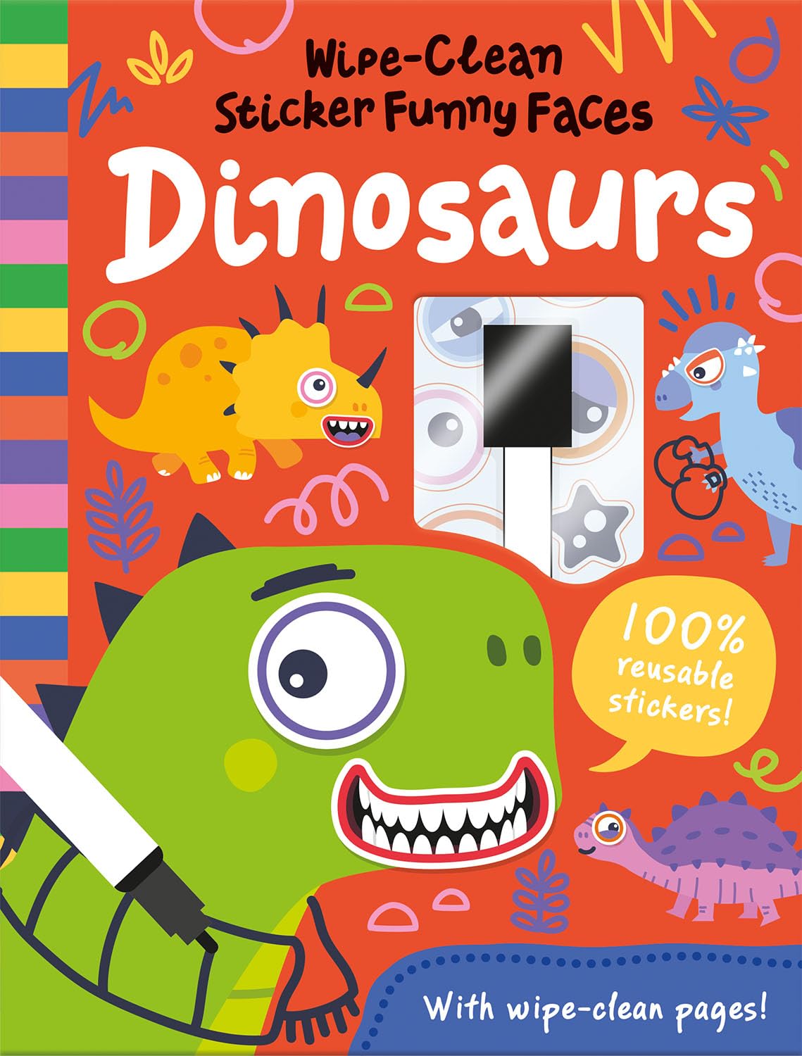 Wipe-Clean Sticker Funny Faces Dinosaurs (Hardcover)