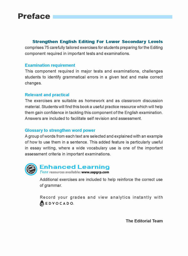Strengthen ENGLISH EDITING FOR LOWER SECONDARY LEVELS
