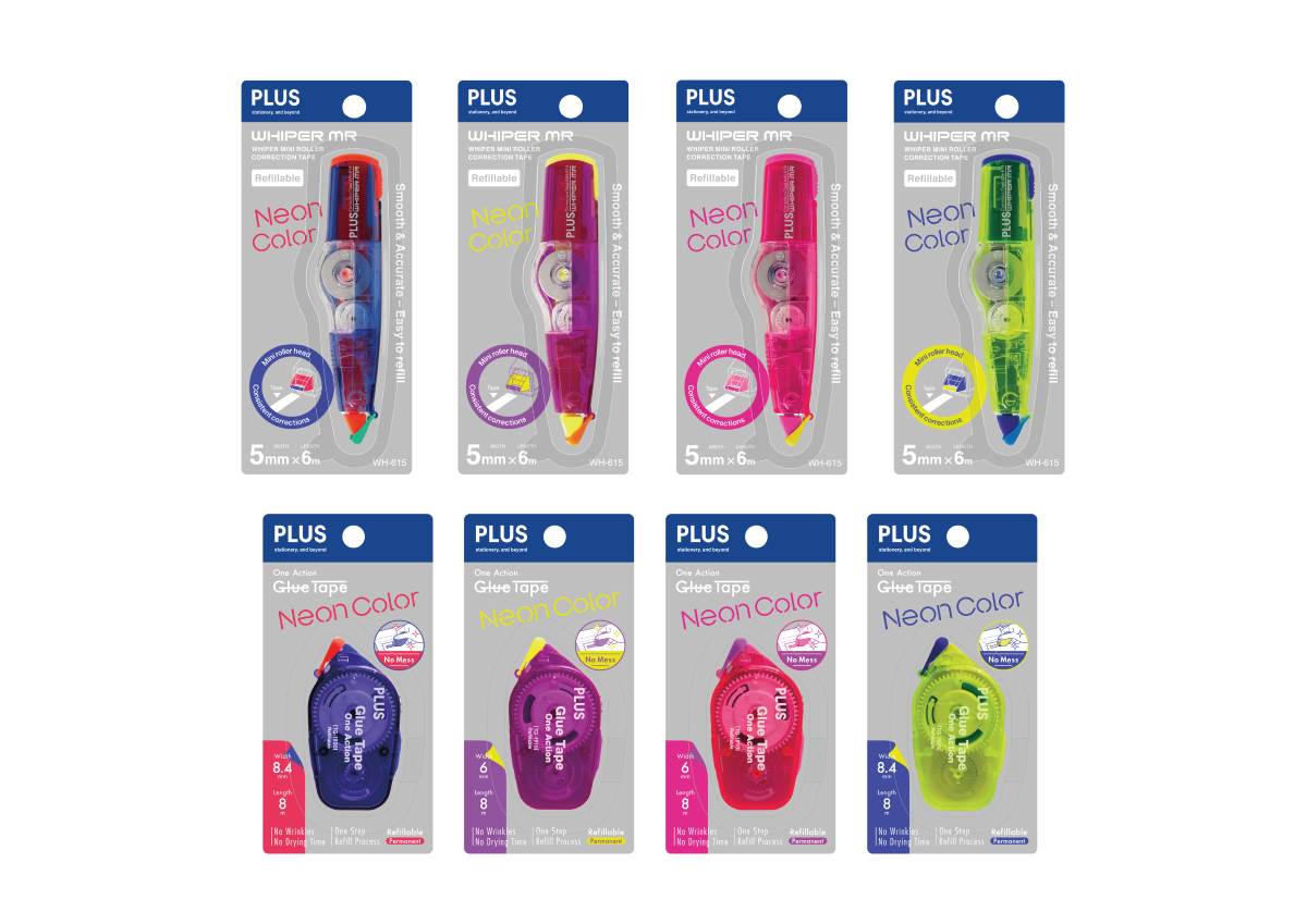 PLUS MR Correction Tape Neon Color Series WH615 5mm Pink