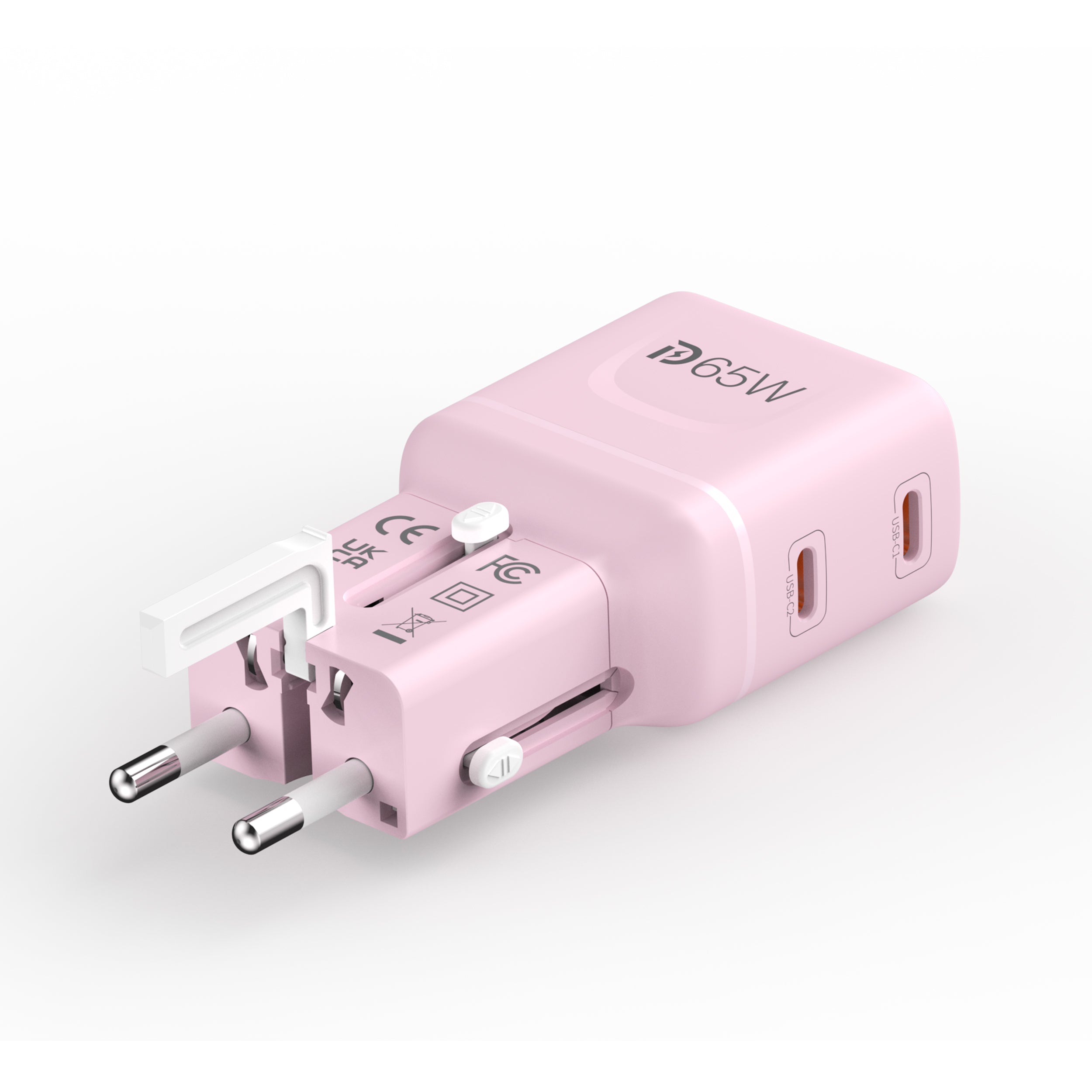 Mazer InfiniteTravel Pocket GaN PD65W 2C Travel Charger - Pink