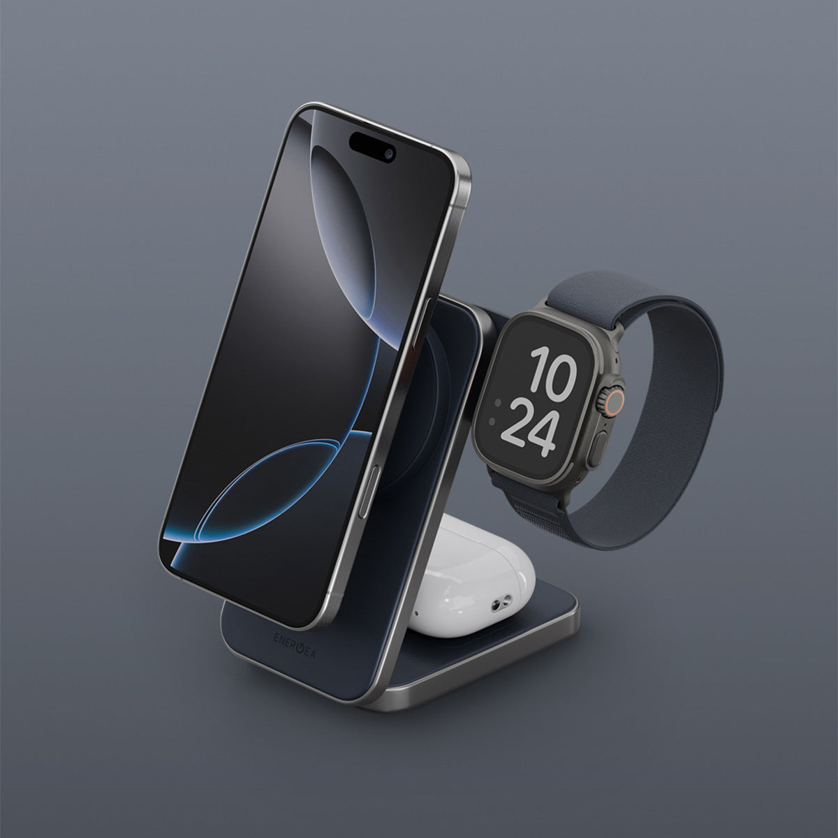 Energea MagTrio Plus 3-in-1 Foldable QI2 Magnetic Wireless Charger (Blue)